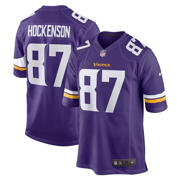 Men's Purple Minnesota Vikings #87 T.J. Hockenson Stitched Game Jersey